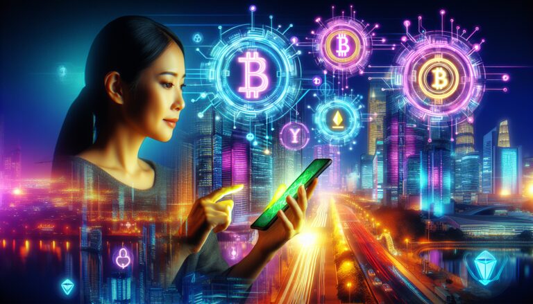 Buy Crypto on Cash App and simplify your investment journey. With the help of this futuristic image, we see a digital landscape that represents the world of cryptocurrency. A person is effortlessly purchasing cryptocurrency through the Cash App on their smartphone. The image showcases the seamless experience of investing in various cryptocurrencies, allowing users to explore a new world of opportunities.