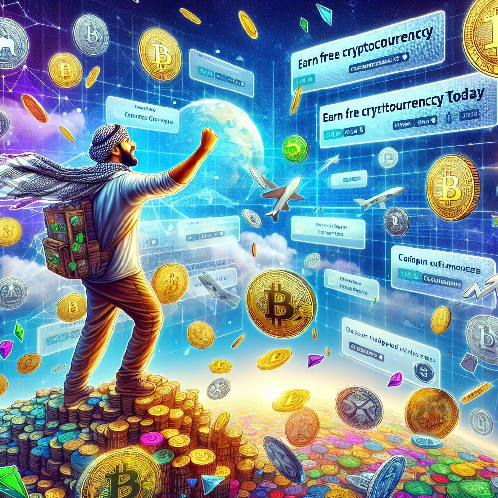 Earn Free Cryptocurrency Today: Discover an image that encapsulates the excitement and potential of earning free cryptocurrency. Visualize a dynamic digital landscape where virtual coins are being collected effortlessly. A person is shown actively engaging with various tasks or activities such as completing surveys, playing games, or participating in airdrops, earning rewarding crypto tokens in return. This image invokes a sense of opportunity and empowerment, inviting viewers to join the cryptocurrency revolution and start accumulating digital wealth today.
